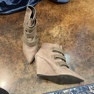 Velcro strap wedge booties.